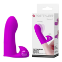 Stimulator clitoris PRETTY LOVE Maxwell, din silicon moale, cu husă pentru deget si vibrator bullet detasabil, mov